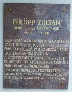 Fülöpp Zoltán emléktábla, a régi iroda falán